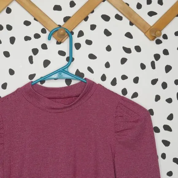 Oshkosh Metallic Striped Girls Mock Neck Long Sleeve Shirt - Picture 2 of 7